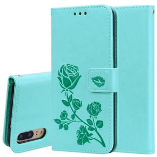 Rose Embossed Horizontal Flip PU Leather Case for Huawei P20, with Holder & Card Slots & Wallet (Green)