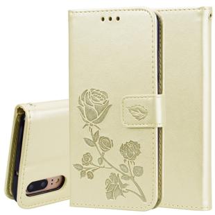 Rose Embossed Horizontal Flip PU Leather Case for Huawei P20, with Holder & Card Slots & Wallet (Gold)