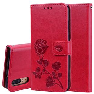Rose Embossed Horizontal Flip PU Leather Case for Huawei P20, with Holder & Card Slots & Wallet (Red)
