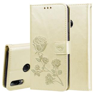 Rose Embossed Horizontal Flip PU Leather Case for Huawei Y9 (2019), with Holder & Card Slots & Wallet (Gold)