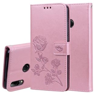 Rose Embossed Horizontal Flip PU Leather Case for Huawei Y9 (2019), with Holder & Card Slots & Wallet (Rose Gold)