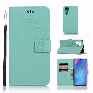 Wind Chime Owl Embossing Pattern Horizontal Flip Leather Case for Huawei P30 Pro, with Holder & Card Slots & Wallet (Green)