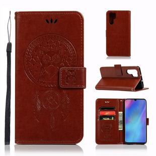 Wind Chime Owl Embossing Pattern Horizontal Flip Leather Case for Huawei P30 Pro, with Holder & Card Slots & Wallet (Brown)