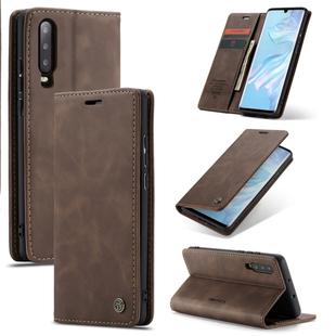 CaseMe-013 Multifunctional Retro Frosted Horizontal Flip Leather Case for Huawei P30, with Card Slot & Holder & Wallet (Coffee)