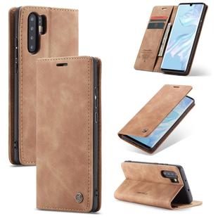 CaseMe-013 Multifunctional Retro Frosted Horizontal Flip Leather Case for Huawei P30 Pro, with Card Slot & Holder & Wallet (Brown)