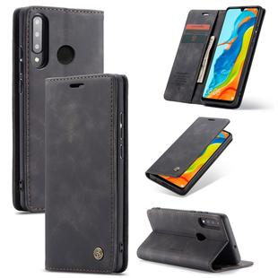 CaseMe-013 Multifunctional Retro Frosted Horizontal Flip Leather Case for Huawei P30 Lite, with Card Slot & Holder & Wallet (Black)