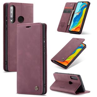 CaseMe-013 Multifunctional Retro Frosted Horizontal Flip Leather Case for Huawei P30 Lite, with Card Slot & Holder & Wallet (Wine Red)