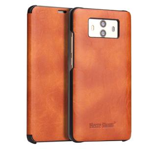 Fierre Shann Crazy Horse Texture Horizontal Flip PU Leather Case for Huawei Mate 10, with Smart View Window & Sleep Wake-up Function (Brown)