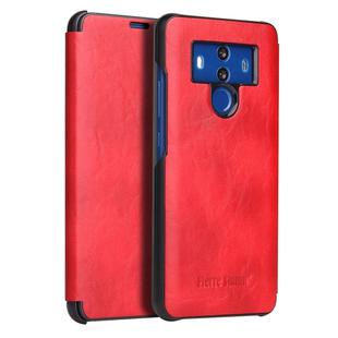 Fierre Shann Crazy Horse Texture Horizontal Flip PU Leather Case for Huawei Mate 10 Pro, with Smart View Window & Sleep Wake-up Function (Red)