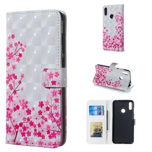 Sakura Pattern 3D Horizontal Flip Leather Case for Huawei Y7 (2019), with Holder & Card Slots & Photo Frame & Wallet