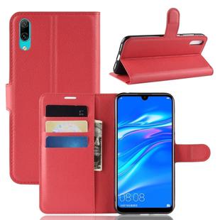 Litchi Texture Horizontal Flip Leather Case for Huawei Enjoy 9 / Y7 prime (2019) / Y7 Pro (2019), with Wallet & Holder & Card Slots(Red)