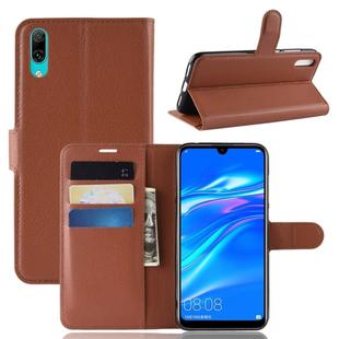 Litchi Texture Horizontal Flip Leather Case for Huawei Enjoy 9 / Y7 prime (2019) / Y7 Pro (2019), with Wallet & Holder & Card Slots(Brown)