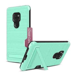 Ultra-thin TPU+PC Brushed Texture Shockproof Protective Case for Huawei Mate 20, with Holder & Card Slot(Mint Green)