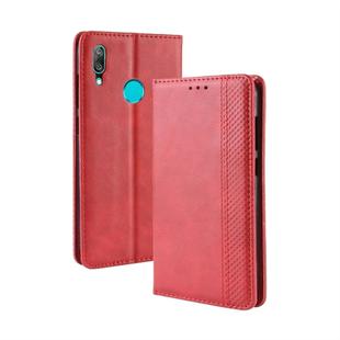 Magnetic Buckle Retro Texture Horizontal Flip Leather Case for Huawei Y7 (2019) / Y7 Prime (2019), with Holder & Card Slots & Wallet (Red)