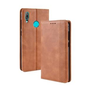 Magnetic Buckle Retro Texture Horizontal Flip Leather Case for Huawei Y7 (2019) / Y7 Prime (2019), with Holder & Card Slots & Wallet (Brown)