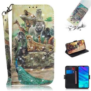 3D Colored Drawing Animals Pattern Horizontal Flip Leather Case for Huawei P Smart+ 2019 / Enjoy 9s / Honor 10i / Honor 20i / Honor 20 Lite, with Holder & Card Slots & Wallet