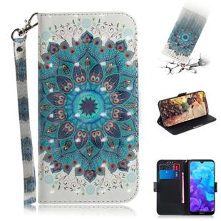 3D Colored Drawing Peacock Wreath Pattern Horizontal Flip Leather Case for Huawei Y5 (2019) / Honor 8s, with Holder & Card Slots & Wallet