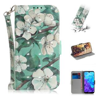 3D Colored Drawing Watercolor Flower Pattern Horizontal Flip Leather Case for Huawei Y5 (2019) / Honor 8s, with Holder & Card Slots & Wallet