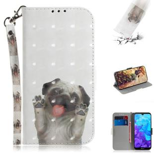 3D Colored Drawing Dog Pattern Horizontal Flip Leather Case for Huawei Y5 (2019) / Honor 8s, with Holder & Card Slots & Wallet