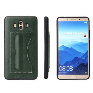 Fierre Shann Full Coverage Protective Leather Case for Huawei Mate 10,  with Holder & Card Slot (Green)
