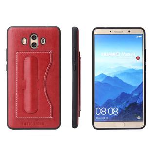 Fierre Shann Full Coverage Protective Leather Case for Huawei Mate 10,  with Holder & Card Slot (Red)