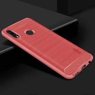 MOFI Brushed Texture Carbon Fiber Soft TPU Case for Huawei Honor Play (Red)