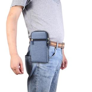 Single checked denim Multi-functional Universal Mobile Phone Waist Pack Case for 6.3 Inch or Below Smartphones (Blue)