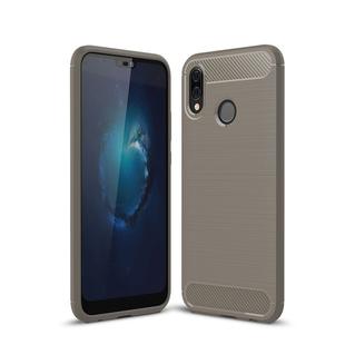 For Huawei  P20 Lite Brushed Texture Carbon Fiber Shockproof TPU Protective Back Case (Grey)