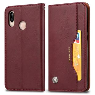 Knead Skin Texture Horizontal Flip Leather Case for Huawei P30 Lite, with Photo Frame & Holder & Card Slots & Wallet (Wine Red)