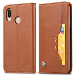 Knead Skin Texture Horizontal Flip Leather Case for Huawei P30 Lite, with Photo Frame & Holder & Card Slots & Wallet (Brown)