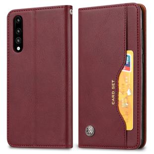 Knead Skin Texture Horizontal Flip Leather Case for Huawei P30, with Photo Frame & Holder & Card Slots & Wallet (Wine Red)