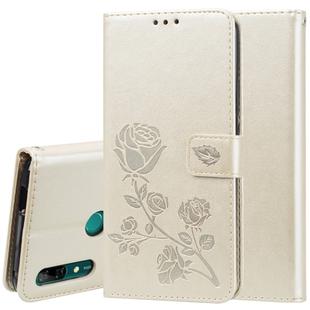 Rose Embossed Horizontal Flip PU Leather Case for Huawei P Smart Z, with Holder & Card Slots & Wallet (Gold)