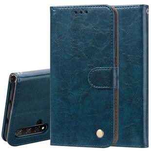 Business Style Oil Wax Texture Horizontal Flip Leather Case for Huawei Honor 20, with Holder & Card Slots & Wallet (Blue)