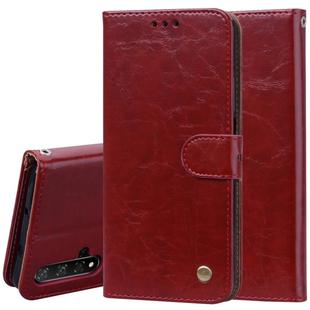 Business Style Oil Wax Texture Horizontal Flip Leather Case for Huawei Honor 20, with Holder & Card Slots & Wallet (Red)
