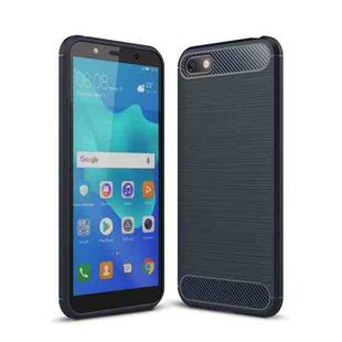 Brushed Texture Carbon Fiber Shockproof TPU Case for Huawei Y5 Prime (2018) / Honor 7s(Navy Blue)