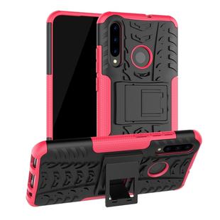 Tire Texture TPU+PC Shockproof Case for Huawei P Smart+ 2019, with Holder (Pink)