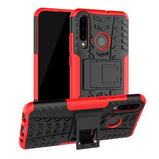 Tire Texture TPU+PC Shockproof Case for Huawei P Smart+ 2019, with Holder (Red)