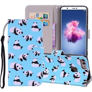 Panda Pattern Colored Drawing Horizontal Flip Leather Case for Huawei P Smart / Enjoy 7S, with Holder & Card Slots & Wallet & Lanyard