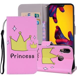 Crown Pattern Colored Drawing Horizontal Flip Leather Case for Huawei P20 Lite, with Holder & Card Slots & Wallet & Lanyard