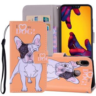 Hearted Dog Pattern Colored Drawing Horizontal Flip Leather Case for Huawei P20 Lite, with Holder & Card Slots & Wallet & Lanyard
