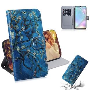 Apricot Flower Pattern Coloured Drawing Horizontal Flip Leather Case for Huawei P30, with Holder & Card Slots & Wallet