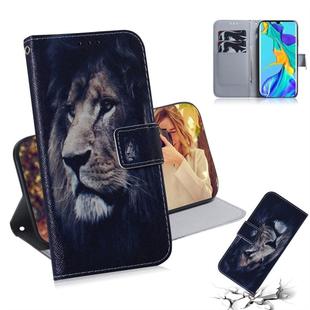 Lion Pattern Coloured Drawing Horizontal Flip Leather Case for Huawei P30 Pro, with Holder & Card Slots & Wallet