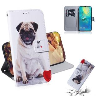 Pug Pattern Coloured Drawing Horizontal Flip Leather Case for Huawei Mate 20 X, with Holder & Card Slots & Wallet
