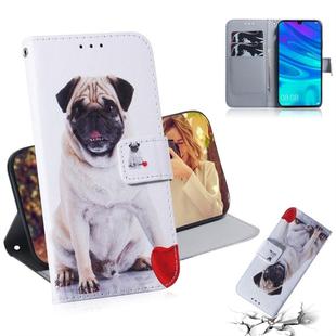 Pug Pattern Coloured Drawing Horizontal Flip Leather Case for Huawei P Smart (2019) / Honor 10 Lite, with Holder & Card Slots & Wallet