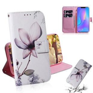 Magnolia Flower Pattern Coloured Drawing Horizontal Flip Leather Case for Huawei P Smart+ 2019 / Nova 3i, with Holder & Card Slots & Wallet