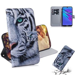 Tiger Pattern Coloured Drawing Horizontal Flip Leather Case for Huawei Y6 (2019), with Holder & Card Slots & Wallet
