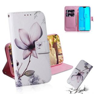 Magnolia Flower Pattern Coloured Drawing Horizontal Flip Leather Case for Huawei Y9 (2019) / Enjoy 9 Plus, with Holder & Card Slots & Wallet