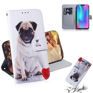 Pug Pattern Coloured Drawing Horizontal Flip Leather Case for Huawei Honor 8C, with Holder & Card Slots & Wallet