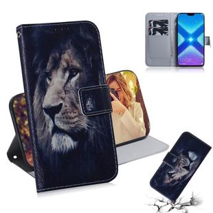 Lion Pattern Coloured Drawing Horizontal Flip Leather Case for Huawei Honor 8X, with Holder & Card Slots & Wallet