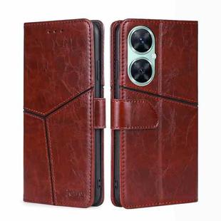 For Huawei Enjoy 60 Pro / nova 11i / Maimang 20 Geometric Stitching Flip Leather Phone Case (Dark Brown)